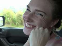 Leie, Blasen, Kleid, Flashen, Handjob, Orgasmus, Im freien, Pov