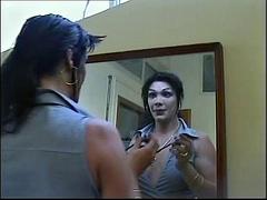 Beautiful Trans MILF Gives a Blowjob to a Huge Cock That Cums in Her Mouth