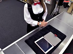 Amateur, Sucer une bite, Argent, Bureau, Pov, Réalité, Maigrichonne, Uniforme