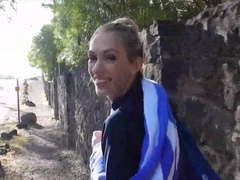 Enthousiasteling, Blond, Vies, Flashing, Handbeurt, Naakt, Slipje, Gezichtspunt