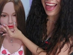 Bisexuell, Puppe, Latina, Orgasmus, Zierlich, Muschi, Strümpfe, Eng