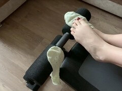 大学生, 足, 足コキ, 自家製, スパンデックス, スポーツ, 生徒, ティーン