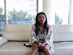 Super hot Ebony teen tries porn