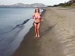Bouncing Titties Running On Beach