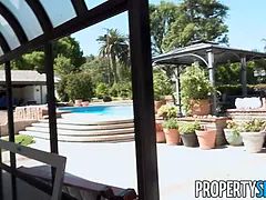 Kinky housewife Desiree Dulce pops pierced jugs & pleads realtor for facial