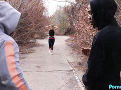 Teen Hiker Leah Lee Fucks Two Strange Black Dudes