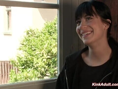 緊縛, ブロンド, ボンデージ, グループ, ハードコア, 苦痛, 公共, のぞき