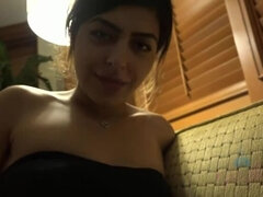 Audrey Charlize: Get a Facial from this Amateur Brunette with Tattoos and Small Tits