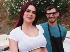 Grosse titten, Blasen, Freund, Betrug, Hundestellung, Aufs gesicht abspritzen, Hd, Rotschopf