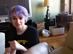 Cute teen relaxed handjob and CIM