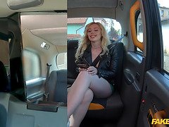British blonde with blonde hair fucks taxi driver for some quick cash before her flight
