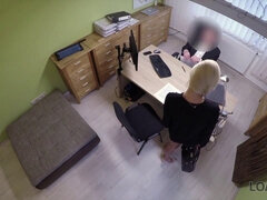 Loan4k. wise teenage girl comes to loan office with snatch