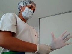 Leie, Grosser arsch, Braunhaarige, Spermaladung, Handschuhe, Latina, Massage, Krankenschwester