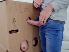 Sandra Wellness from a cardboard box humped by friend