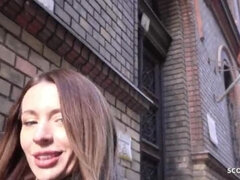 GERMAN SCOUT: Skinny MILF Julia Rain Public Pickup & Intense Street Throat-Fuck