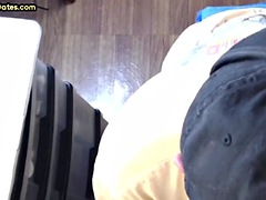 Cock hungry gloryhole DILF sucks penis in homemade closeup