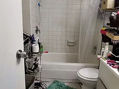 Gode, Mamie, Poilue, Fille latino, Masturbation, Chatte, Douche