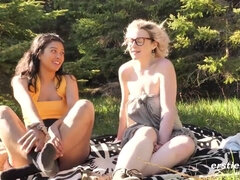 美女, デカパイ, ディルド, 眼鏡, レズビアン, オナニー, 自然山雀, おもちゃ