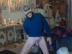 Elderly gentleman enjoys his own company with his large gay daddy member, once more