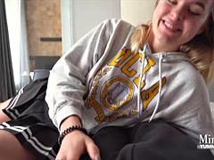 Glasses Student Mira David Takes Creampie in Her Pussy