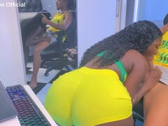 Schwarz, Blasen, Braunhaarige, Schwanz, Schwarz, Latina, Jungendliche (18+)