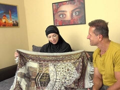 アラブ, 黒人, フェラチオ, カワイイ, バック, ドレス, 手コキする, 剃毛