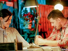 ブロンド, フェラチオ, バック, 魅力的, ガリガリ, ティーン, オッパイの