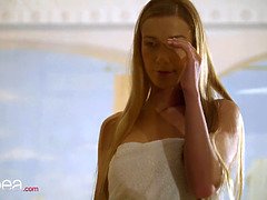 美女, 指いじり, Hd, オーガズム, 小柄, 公共, オマンコ, サウナ