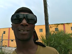 Dick loving ebony booty publicly fucked outdoors by IR stud