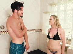 Pretty blonde joined her hung stepbrother in the shower