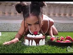 Cake and cream u2013 Anastasia Brokelyn plays with her ass and pounds herself with a sex toy - benefit monkey