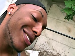 IR tattooed muscled stud outdoor fucks Ebony bottom