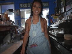 The Cafe Waitress Ameena Greene gets Creampied