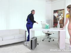 Vlada gets her first taste of old man cock