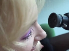 Blonde Angel The Dreamgirl sucks stranger's juicy cock until it drips on her tits - close up blowjob