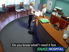 Naughty Czech patient with blonde hair begs for a reality check in fake hospital