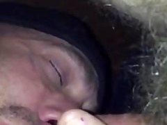 Slow motion cumming in the mouth