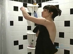 Asombroso, Cuarto de baño, Nylon, Coño, Solo, Adolescente, Tetas, Mojado