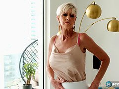 Foxxxy Darlin, a MILF & GILF with huge tits & pierced clit, joins in for some solo fun in 4K