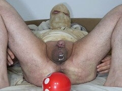 Anal training with dirty panties and extreme insertions for wide gapes and prolapse