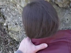 Real skinny slut fucked outdoors for 4 cash after casting