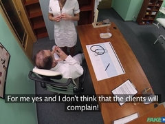 Arschlecken, Blasen, Fingern, Lecken, Krankenschwester, Büro, Muschi, Uniform