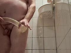 Sadomasoquismo, Consolador, Gay, Sexo duro, Consolador enorme, Maduro, Ducha, Solo