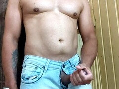 Solo male, big cumshot, edging handjob