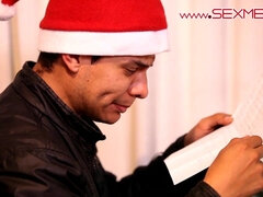 Sexy Mexican Latina Paula Ramos Lingerie Christmas - Big tits and cum on pussy