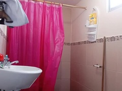 While I'm in the bathroom, my stepmom joins me and starts masturbating with the fantasy of having me all to herself. I can't resist and end 