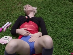 Armpit, Blonde, Hairy, Masturbation, Outdoor, Petite, Skirt, Solo
