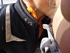 Pijpbeurt, Handbeurt, Rijpe lesbienne, Buiten