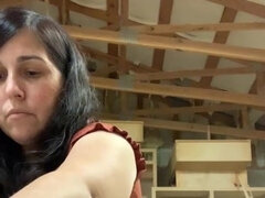 Amateur chunky MILF masturbates with big dildo