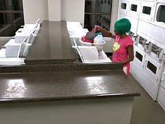 Ebony Teen Msnovember Sloppy Blowjob In Public Laundromat